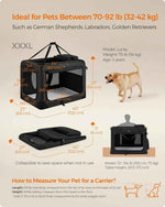 Feandrea 40 Inches Collapsible Soft Dog Crate, Portable Travel Dog Crate for Indoor and Outdoor Use, Dog Carrier Kennel with Safety Zippers, for Living Room, Car, Travelling, Camping, Black UPDC10H