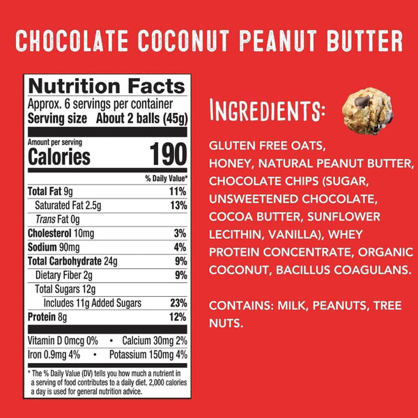 simplyFUEL Whole-Food Protein Balls, 8g Protein, Gluten-Free, 9.6 oz