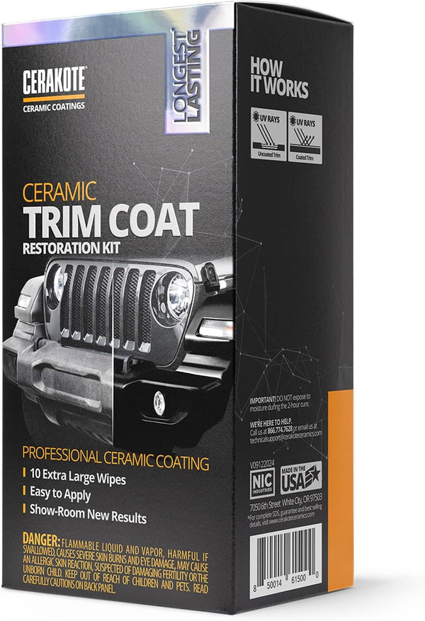 Cerakote Ceramic Trim Coat Kit - Quick Plastic Trim Restorer for Long-Lasting Ceramic Coating Protection