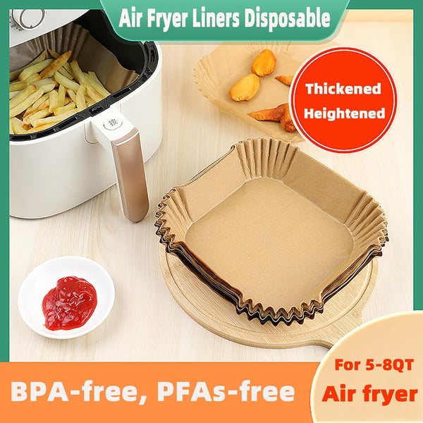 Air Fryer Liners Disposable,200PCS Victoyaw 9 Inch Square Air Fryer Parchment Paper Liners for 5-8QT Air fryer,Non-Stick Waterproof Airfryer Liners