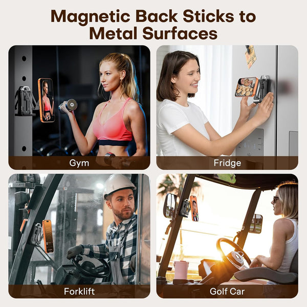 OMOTON TP02 360°Rotating for MagSafe Tripod, Aluminum Magnetic Phone Tripod for iPhone 17/16/15 Pro Max Air Women Men, Foldable Cell Phone Stand Fits Vlog, Gym, Travel Accessories Gift for Fathers Day