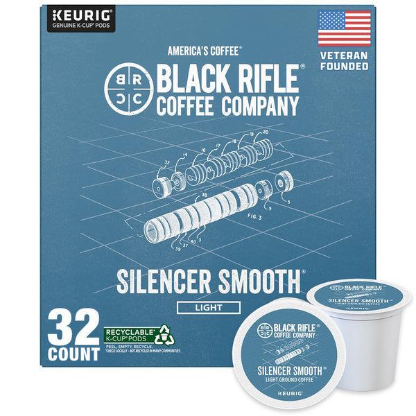 Black Rifle Coffee Company Silencer Smooth K Cups, 50 Count, Light Roast, Compatible with Keurig Machines
