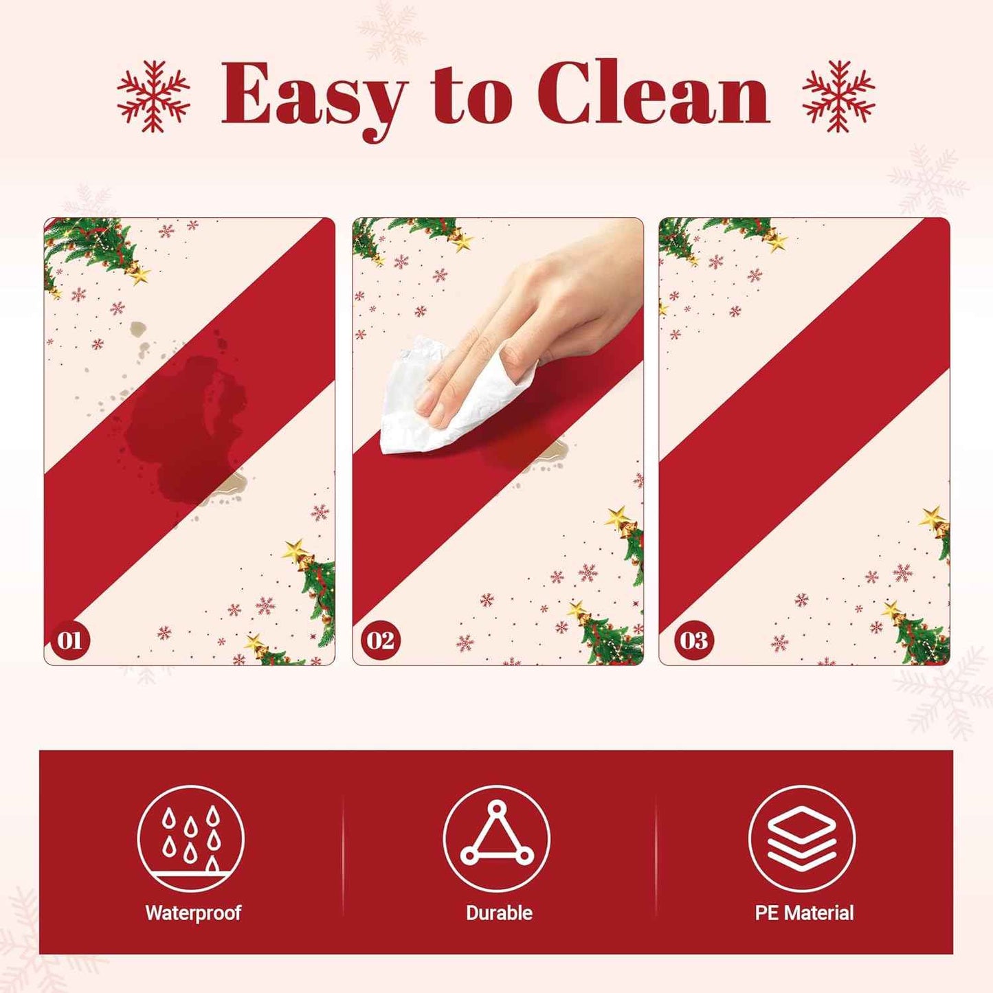 Childom 2 Pack Christmas Tablecloths,Christmas Party Decoration,54 x 108 Inch,Disposable Plastic Table Cloths Rectangular for Party Supplies,Xmas Tree Table Cover for Home,Dinner,Indoor,Outdoor,Picnic