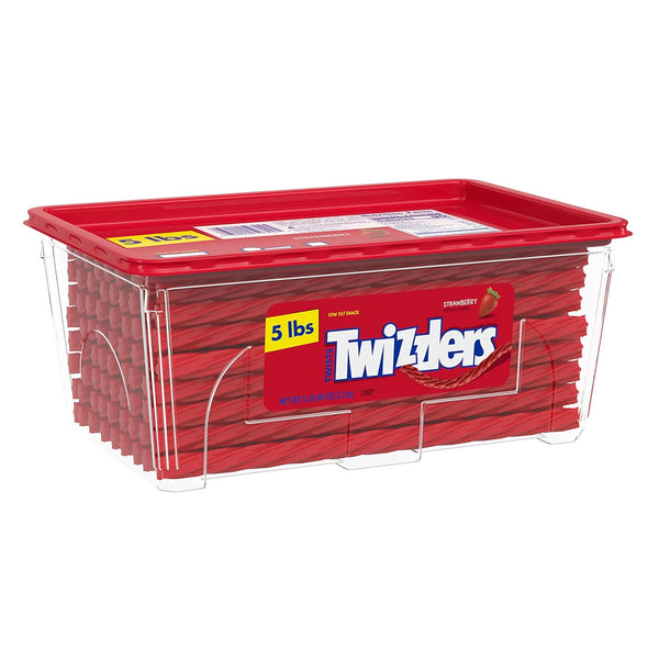TWIZZLERS Twists Strawberry Flavored Licorice Style Chewy Candy 5 lb Bulk Tub