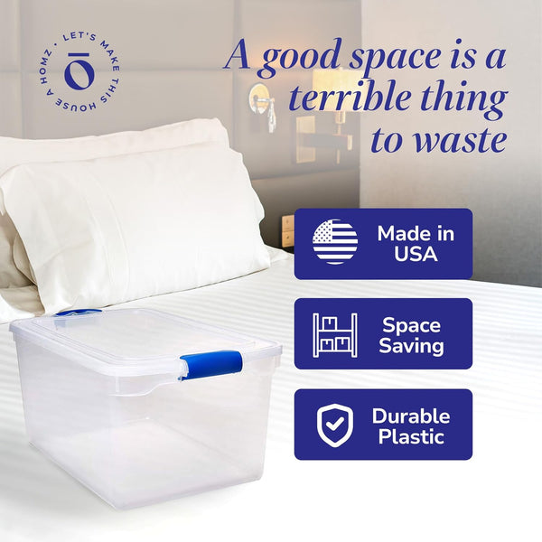 Large Clear Plastic Storage Bins with Lids for Home Office Organization