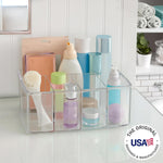 Clear Plastic 5-Compartment Organizer for Makeup and Office Supplies Made in USA