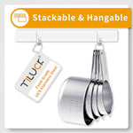 TILUCK 10-Piece Stainless Steel Measuring Cups and Spoons Set for Cooking and Baking
