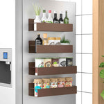Metal 4 Pack Magnetic Spice Storage Rack Organizer for Refrigerator and Oven, Black Fridge Organizers and Storage
