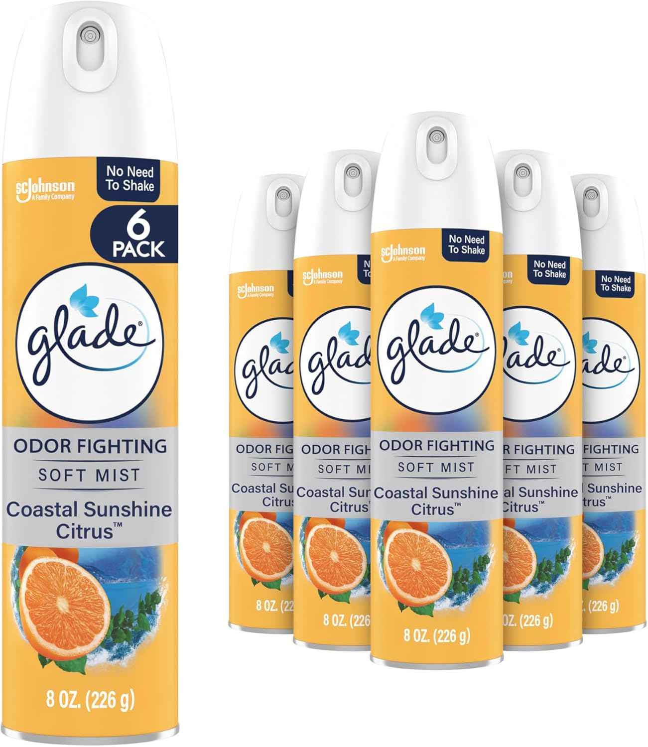 Glade Air Freshener Room Spray, Clean Linen Scent, Odor Fighting to Deliver Long Lasting Freshness, 8 Oz, 6 Count