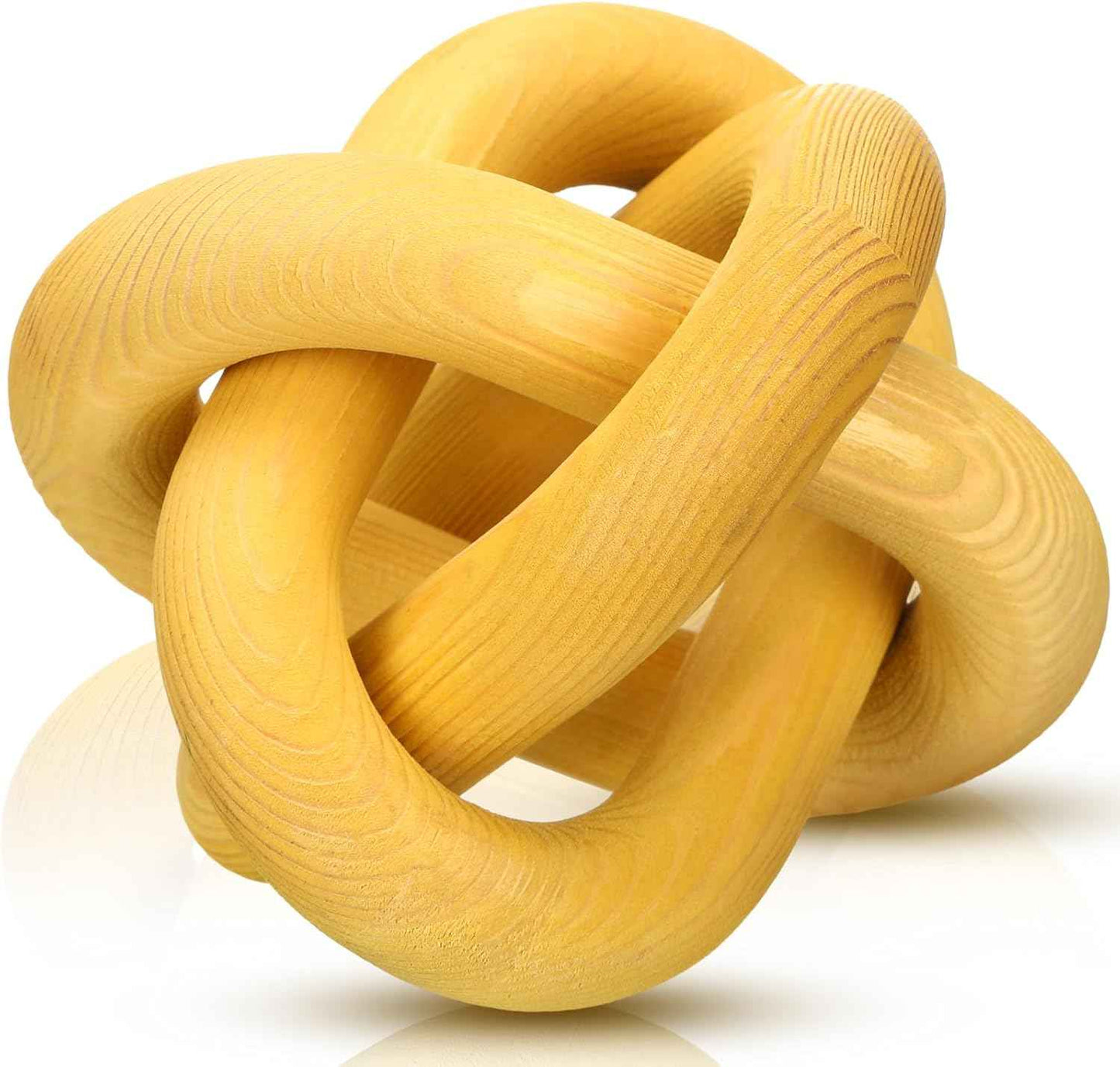 3 Link Wood Knot Decor - Hand Carved Coffee Table Decoration, Boho Chain Link Decor, Modern Shelf, Rustic Objects for Home Living Room Bedroom(White)