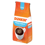 Dunkin' Donuts French Vanilla medium roast coffee, 12 Oz bag, ground, artificially flavored, versatile brewing, at home