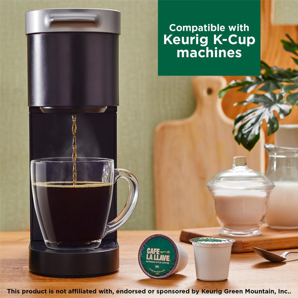 Cafe La Llave 24 Count Dark Roast Coffee Pods Compatible with Keurig Brewers