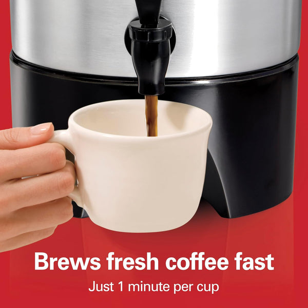 Hamilton Beach 45 Cup Coffee Urn and Hot Beverage Dispenser, Silver, Fast Brewing, Two-Way Dispensing