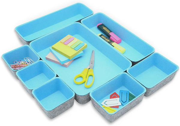 Desk Drawer Organizer Tray, 8-Piece Beige Office Storage, Nordic Minimalist Lifestyle