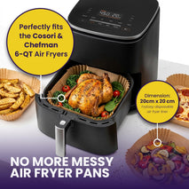 Air Fryer Liners for Cosori And Chefman 6QT: 200 PCS Air Fryer Liners Disposable, Square Airfryer Paper Parchment Sheets, Accessories for Chefman and Cosori, Compatible with 6 Quart Square Airfryers