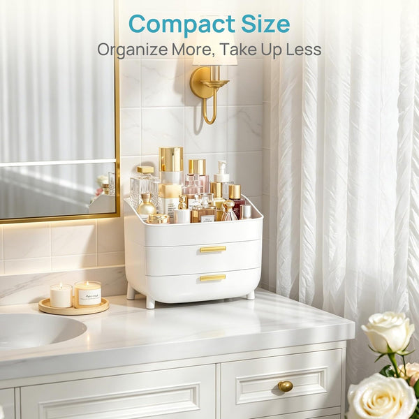 3-Tier Skincare Makeup Organizer with Drawers for Vanity and Bathroom Countertop