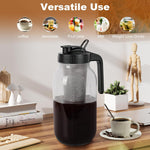 64 oz Mason Jar Pitcher with Stainless Steel Filter for Iced Coffee and Tea