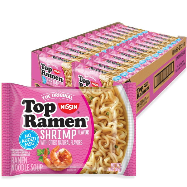 Nissin Top Ramen Chicken Noodle Soup, 3 Ounce, 24 Packets, No Added MSG