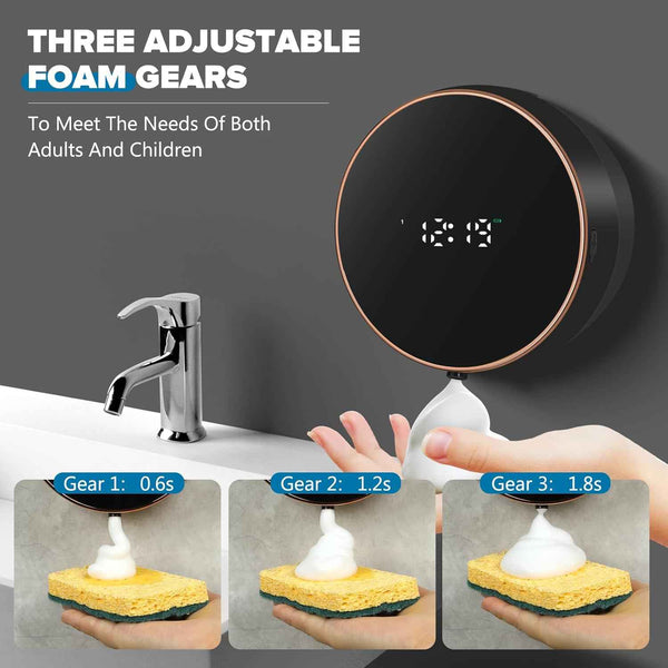 touchless automatic soap dispenser wall mount rechargeable foam black