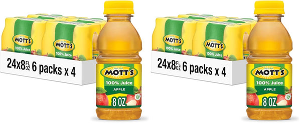 Mott's 100% Original Apple Juice, 8 Fl Oz Bottles, 24 Count (4 Packs Of 6), 2 Servings Of Fruit, 100% Fruit Juice, Gluten-free, Caffeine-free, Kosher, Contains No Artificial Colors Or Sweeteners