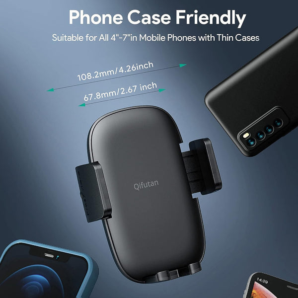 Qifutan Cell Phone Holder for Car Mount with Long Arm and Anti-Shake Stabilizer