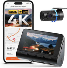 70mai 4K Dash Cam Front and Rear with STARVIS, Built in 5GHz WiFi & GPS Car Camera, Super Night Vision, ADAS, 3'' IPS Screen, 24H Parking Mode, Time-Lapse, Loop Recording, Support 256GB Max (A800S)