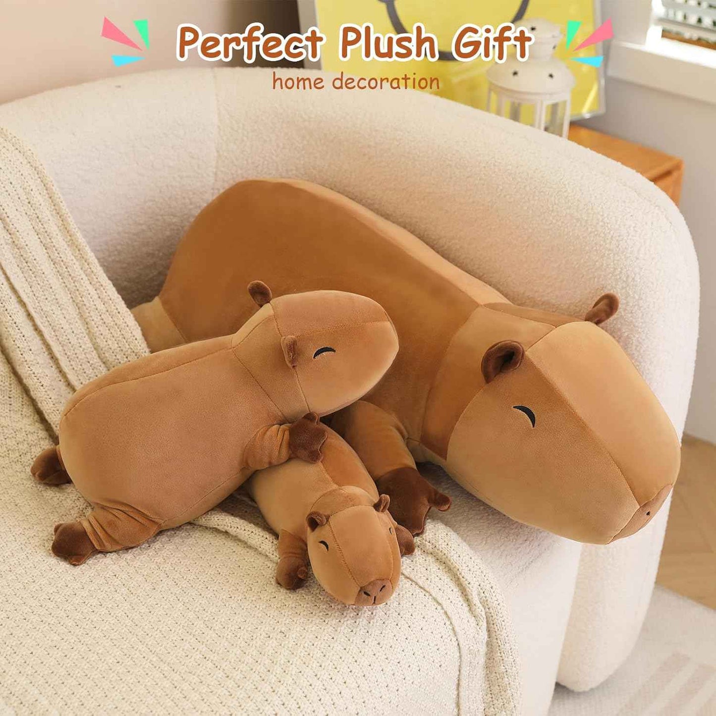 SQEQE Weighted Capybara Plush, Weighted Capybara Stuffed Animal, Cute Plushies Soft Pillow Toy Gift for Kids Adults 9.8 Inch, 0.8 Lbs