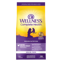 wellness complete health adult dry cat food indoor cats grain free healthy weight chicken turkey meal 5.5 pound bag