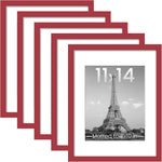 upsimples 11x14 Picture Frame Set of 5, Display Pictures 8x10 with Mat or 11x14 Without Mat, Wall Gallery Photo Frames, Black