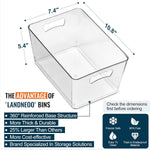 12 pack large clear storage bins with handles and labels for home organization