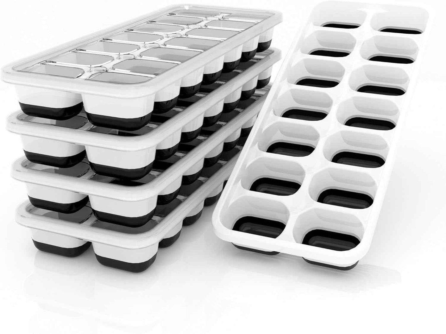 Ice Cube Trays for Freezer - 3 Pack 42 Cubes, Easy to Release Silicone Ice Trays with Spill-Resistant Lids, Reusable Ice Tray,Stackable and BPA-Free, Perfect for Cocktails, Drinks,and Ice Coffee