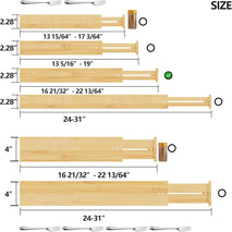 Bamboo drawer dividers for standard 16.6"-22" kitchen drawers, set of 4