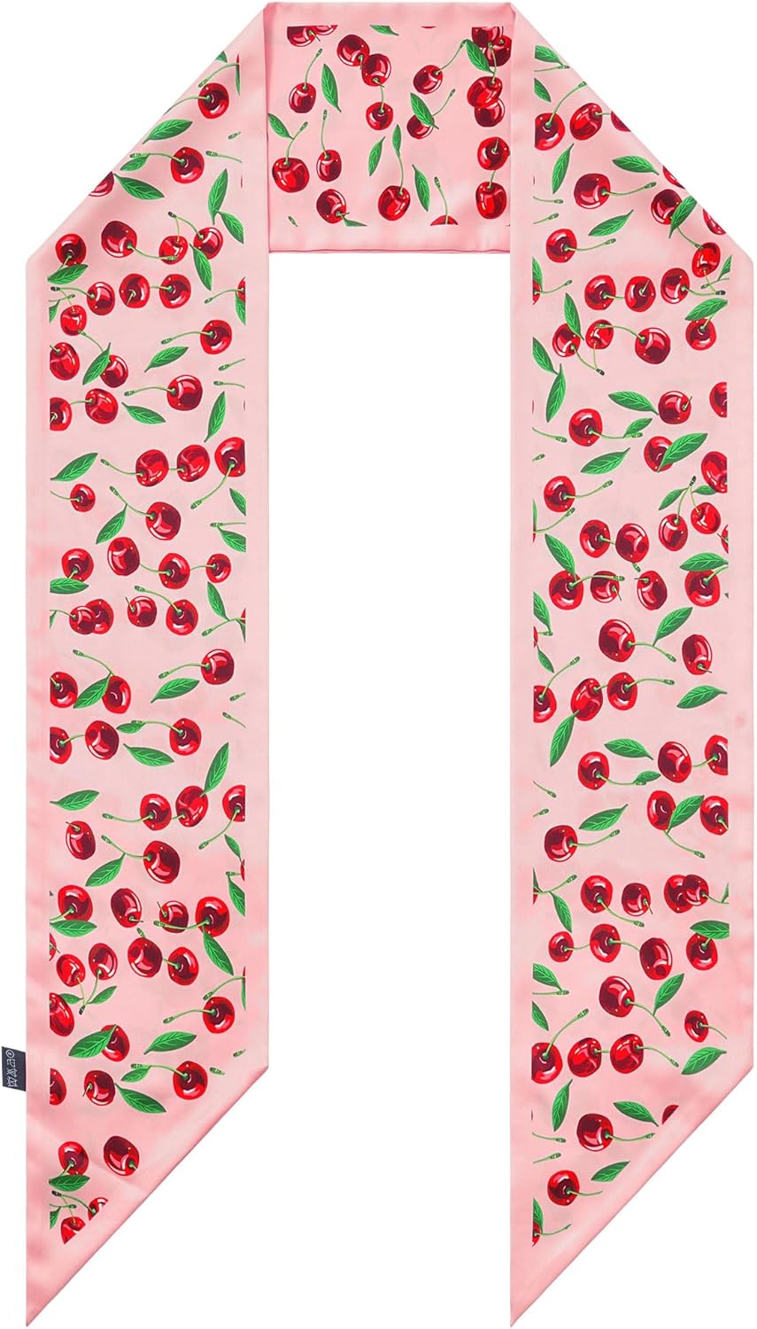 Mesovor Cherry Head Scarf Hair Neck Scarves for Women, Fashion Purse Bag Scarfs | Long Thin Satin Headscarf Headbands