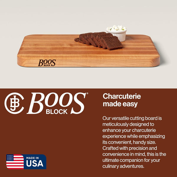John Boos 18x12 Maple Wooden Cutting Board with Finger Grips Made in USA
