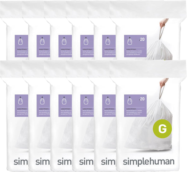 Custom fit liners for simplehuman trash cans, 100 count, 50% PCR plastic, 50-60 liter capacity