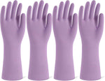 Rubber Cleaning Gloves for Dishwashing, 4 Pairs Reusable Kitchen Gloves for Washing Dishes and Household Cleaning, Colorful Dish Gloves with Flocked Lining and Non-Slip Grip, Pefect for Woman Men - M