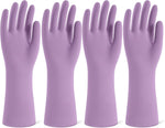 Rubber Cleaning Gloves for Dishwashing, 4 Pairs Reusable Kitchen Gloves for Washing Dishes and Household Cleaning, Colorful Dish Gloves with Flocked Lining and Non-Slip Grip, Pefect for Woman Men - S