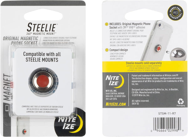 Nite Ize Steelie Magnetic Phone Socket - Strong Dashboard Mount Phone Socket for a Secure Hold - Smooth Glide - Adjustable Viewing - Works with Steelie Mounts