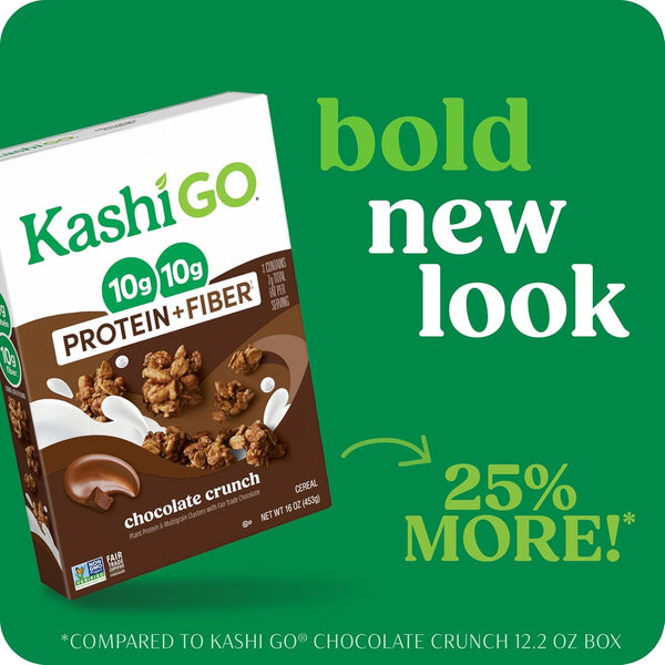 Kashi GO Protein Cereal, 10g Protein, 10g Fiber, Chocolate Crunch, 16oz Box, 1 Box