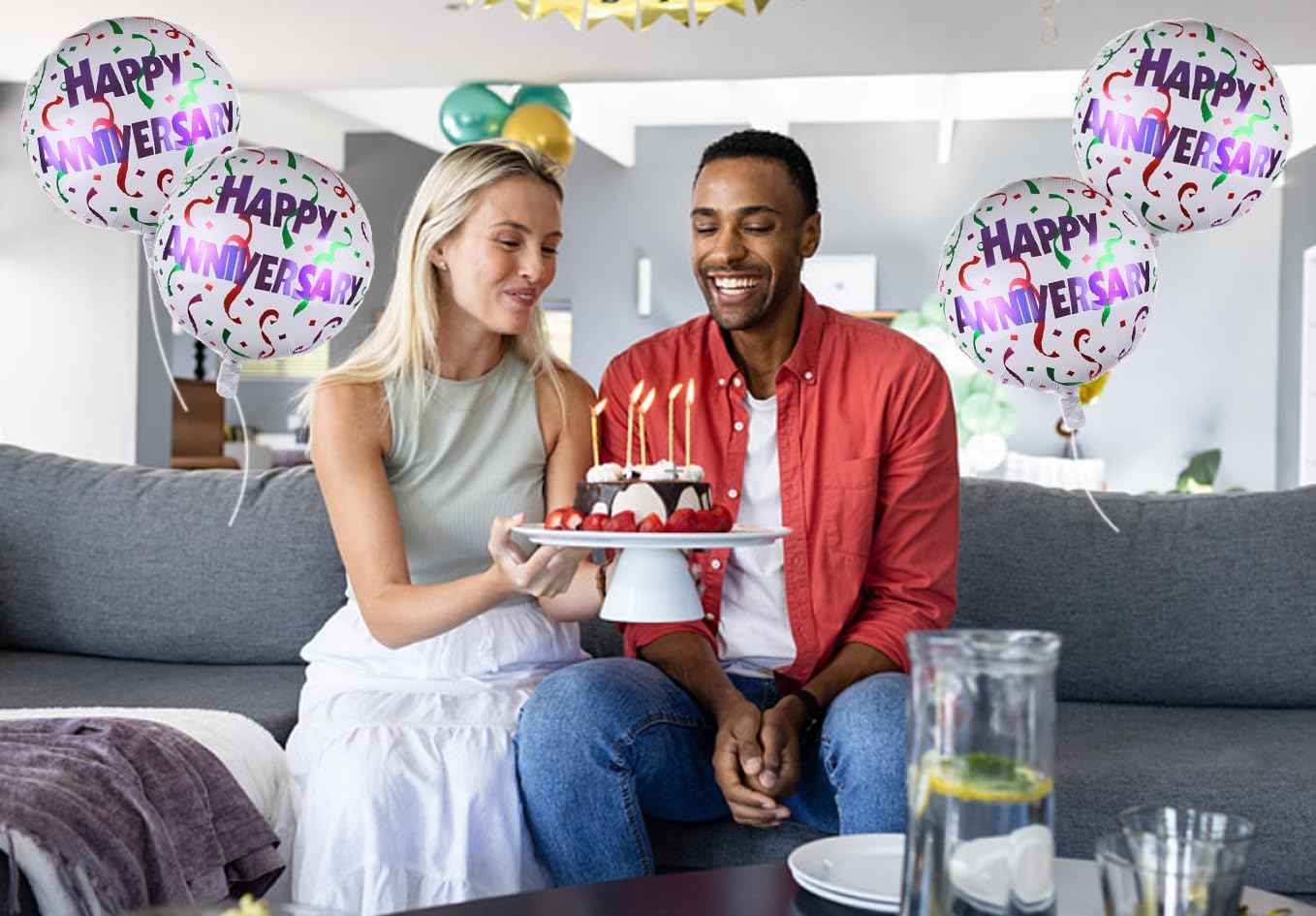 10PCS Happy Anniversary Aluminum Foil Balloons Party Decors Anniversary Balloon Party Supplies for Men Women