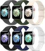 6 Pack Sport Bands Compatible with Apple Watch Band 38mm 40mm 41mm 42mm 44mm 45mm 49mm 46mm,Silicone Waterproof Strap for iWatch Apple Watch Series 11 10 9 Ultra 8 7 6 5 4 3 2 1 SE Women Men