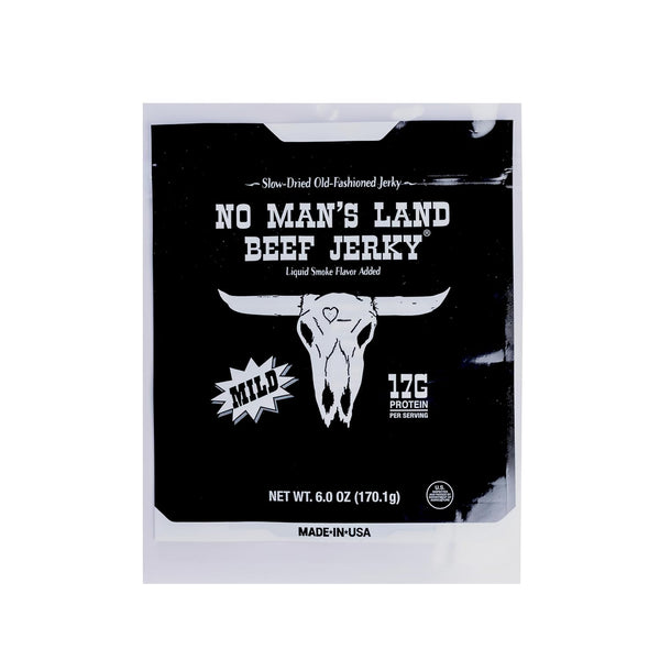 No Mans Land Slow-Dried Beef Jerky, Smoked & Seasoned Jerky Strips, High Protein, Low Carb Beef Snack, Gluten Free