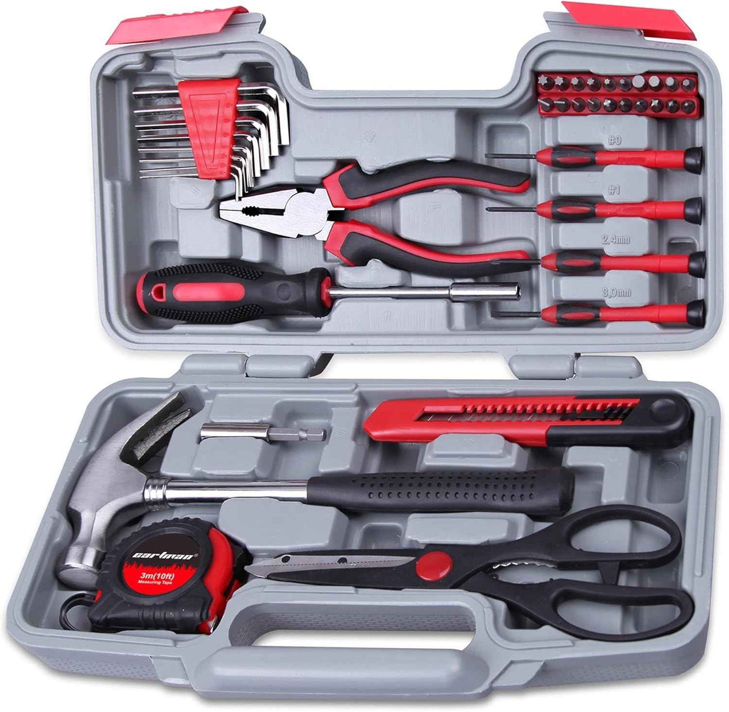 CARTMAN 39 Piece Tool Set General Household Hand Kit with Plastic Toolbox Storage Case Orange
