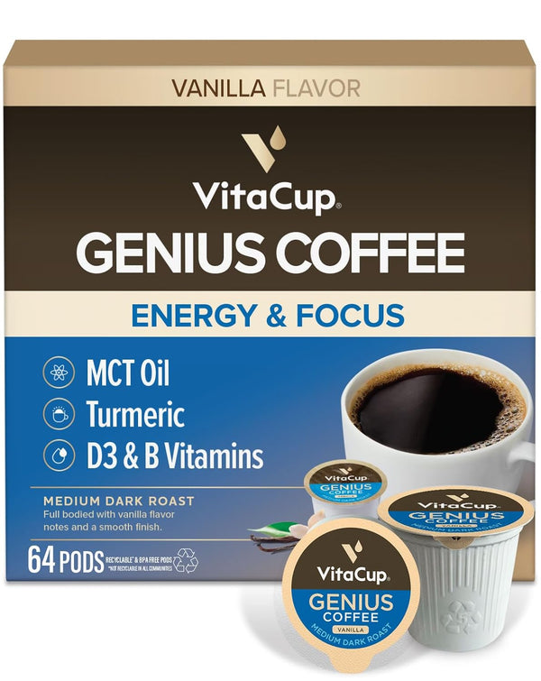 VitaCup Organic Keto Coffee Pods, Single Serve Compatible with Keurig K-Cup Brewers, 16 Count