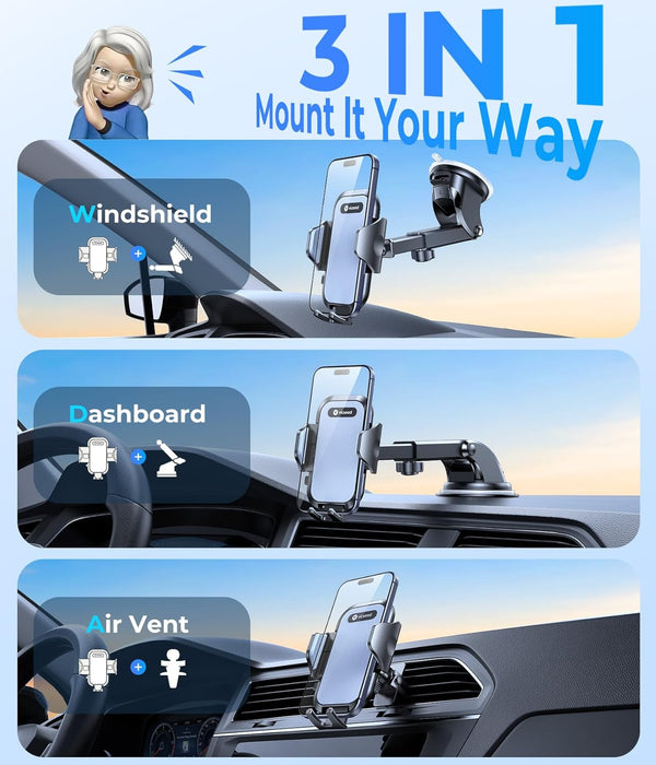 VICSEED [No.1 Powerful Suction] [Rally Racing-Grade Stability] Phone Holders for Your Car 2026 Upgraded Car Phone Holder Mount Truck Stand for Dashboard Windshield Vent for iPhone Samsung All Phones
