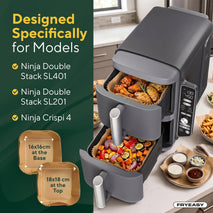 Air Fryer Liners for Ninja DoubleStack SL401 8-10QT: 150pcs Disposable Paper Liners, Compatible with Ninja SL401 and SL201 Double Stack by FryEasy