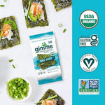 Gimme Seaweed Organic Premium Roasted Seaweed Snacks, Sea Salt, 6 Count
