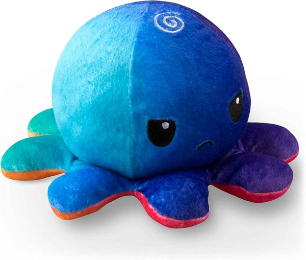 TeeTurtle Reversible Octopus Plushie - 4-Inch Pink + Aqua Two-Sided Flip Plush Toy with Embroidered Details - Cute Mini Collectible Plush for Kids, Teens, and Adults