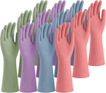 Rubber Cleaning Gloves for Dishwashing, 4 Pairs Reusable Kitchen Gloves for Washing Dishes and Household Cleaning, Colorful Dish Gloves with Flocked Lining and Non-Slip Grip, Pefect for Woman Men - S