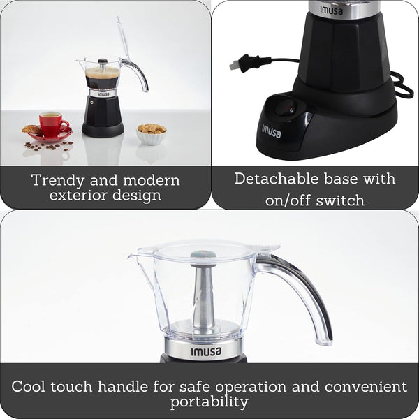 IMUSA 6 or 3 Cup Electric Espresso Maker for Coffee